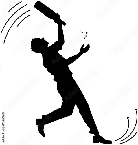 Juggler Silhouette – Dynamic Pose with Balls and Club in Motion