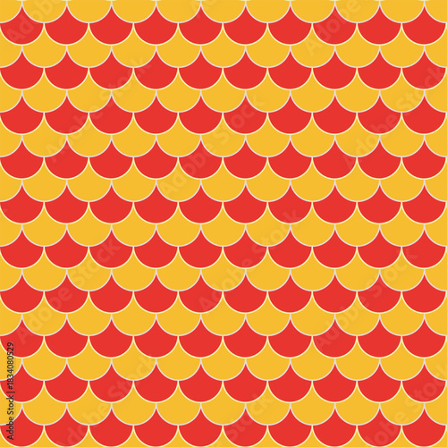 Fish scales in red orange tones seamless pattern