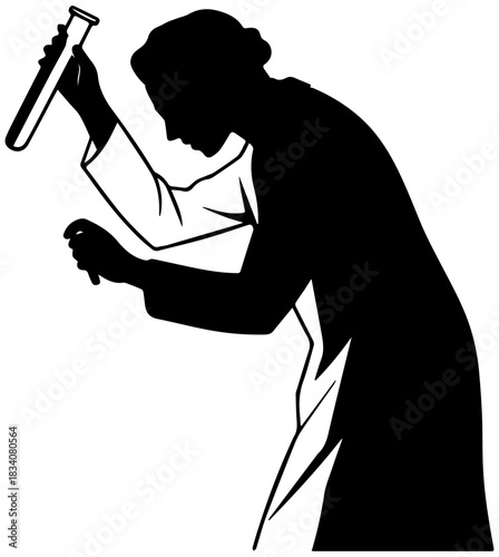 Scientist Silhouette – Lab Coat and Test Tube Experiment