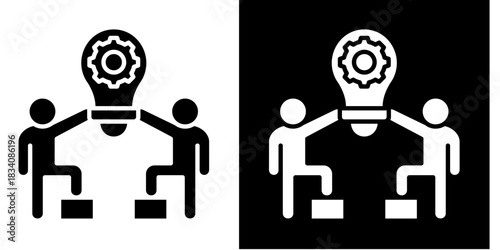 Teamwork Icon Set White Style Collection