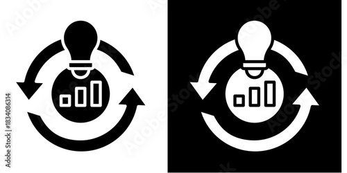 Continuous Improvement Icon Set White Style Collection