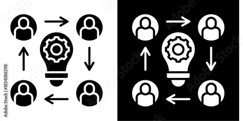 Creative Process Icon Set White Style Collection