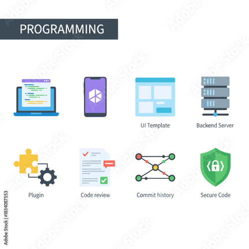 Programming and software development icons set