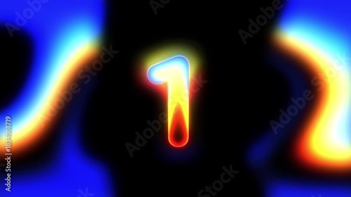Thermal Glow Number One Animation Neon Countdown Video for Intros, Openers and Promo