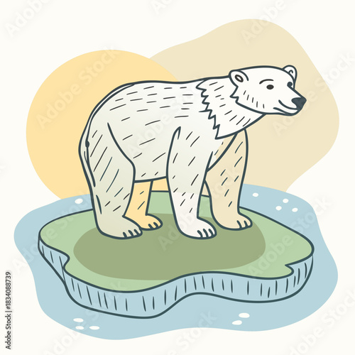 Polar Bear on Ice Floe A Vulnerable Arctic Icon.
