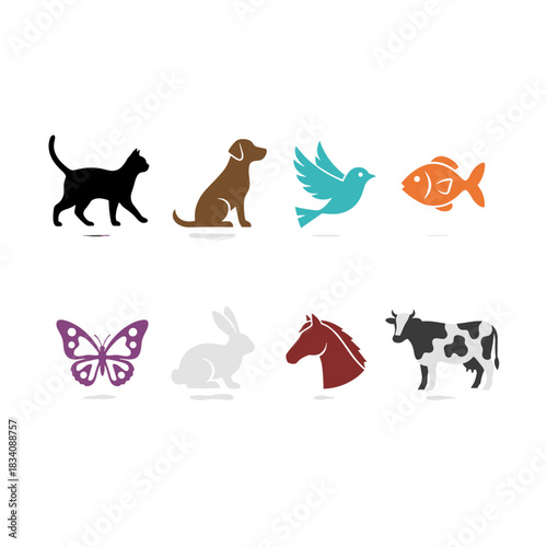 Animal silhouette icons set