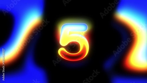 Thermal Glow Number Five Animation - Energetic Neon Heat Countdown Video for Events, Promos, and Openers