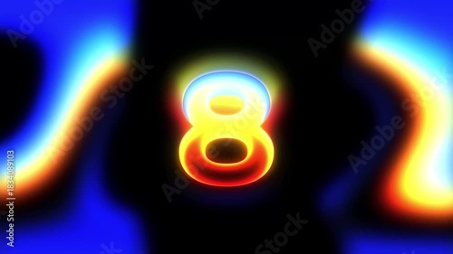 Thermal Glow Number Eight Animation - Vibrant Thermal Heat Countdown Clip for Intros, Promos and Transitions