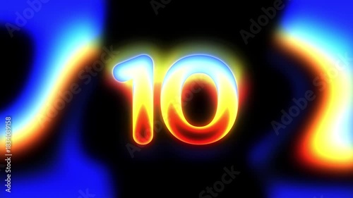 Thermal Glow Number Ten Animation - Premium Neon Countdown Clip for Video Intros, Promos, and Event Openers