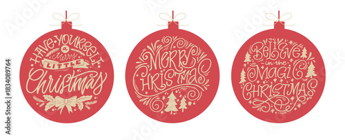 Hello 2026. Merry Christmas and Happy New 2026 Year - cute hand drawn doodle lettering postcard.  Holly Jolly, Tis the season.