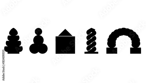 Formal Topiary Shrubs CAD Silhouette Set