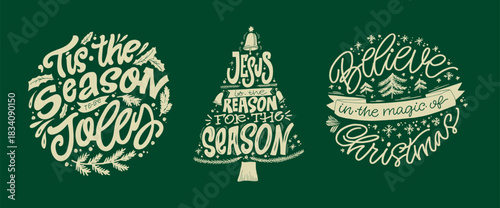 Hello 2026. Merry Christmas and Happy New 2026 Year - cute hand drawn doodle lettering postcard.  Holly Jolly, Tis the season.