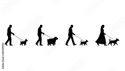 Walking Dog Park Top View Silhouette