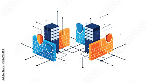 Modern flat cloud security concept with lock and shield symbols protecting multiple devices, ideal for online safety and IT systems content