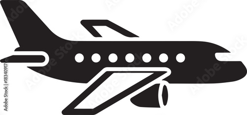 Modern airplane silhouette icon for travel and aviation concepts clean vector design