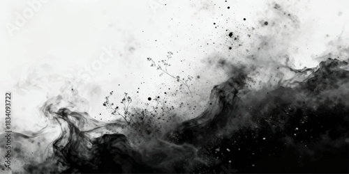 Abstract blue liquid splash with fresh water drops on a black grunge background