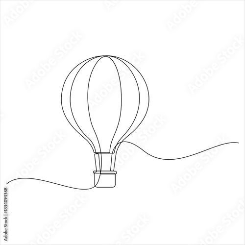 Hot air ballon continuous oneline drawing vector illustration