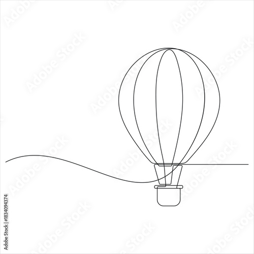 Hot air ballon continuous oneline drawing vector illustration