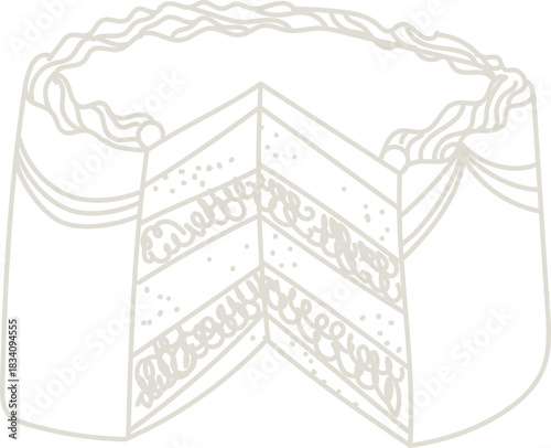 Layered Cake Slice Line Art