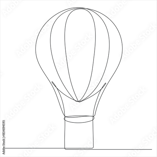 Hot air ballon continuous oneline drawing vector illustration