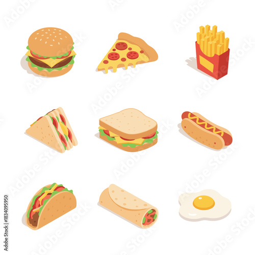 Cartoon food items illustration set