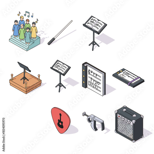 Music Isometric Icons Collection