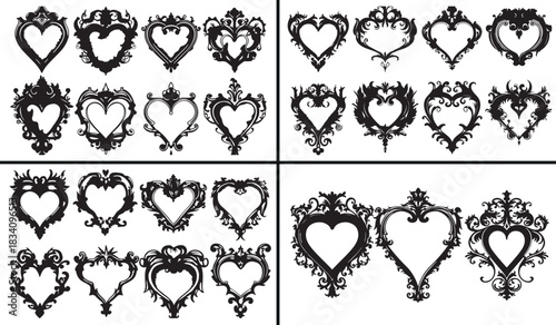 Heart frame vector, romantic ornament design, decorative love art, vintage heart illustration, floral wedding frame, elegant border artwork, hand drawn romantic clipart, Valentine’s love decor, beauti