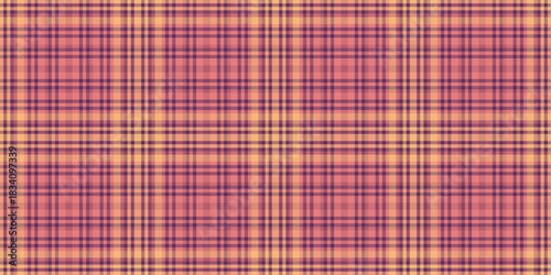 Age check vector tartan, nyc fabric pattern textile. Graphic texture background seamless plaid in red and magenta colors.