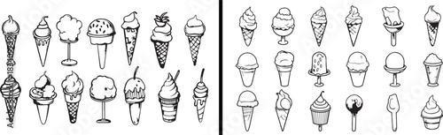 Ice cream illustration, dessert cone vector, sweet food artwork, summer treat drawing, frozen ice dessert design, hand drawn ice cream cone, creamy dessert sketch, cold scoop food art, delicious ice d