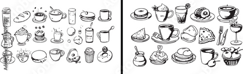 Bakery food illustration, sweet pastry vector, croissant dessert artwork, bread and cake design, baking food pattern, delicious pastry drawing, breakfast bakery wallpaper, confectionery art vector, ta