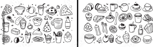 Bakery food illustration, sweet pastry vector, croissant dessert artwork, bread and cake design, baking food pattern, delicious pastry drawing, breakfast bakery wallpaper, confectionery art vector, ta