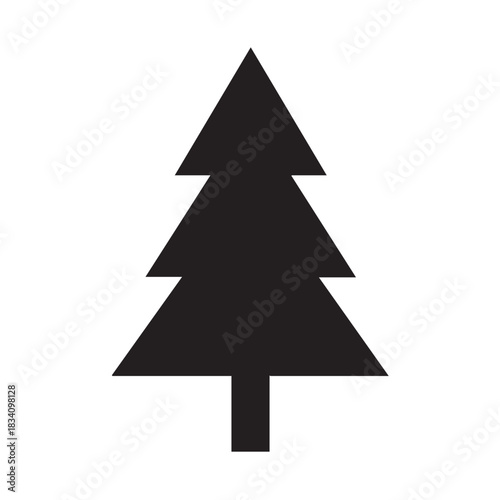 Silhouette of geometric tree isolated on white background triangle design shape