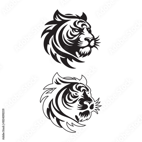 Fierce Tribal Tiger Head Emblems Vector animal