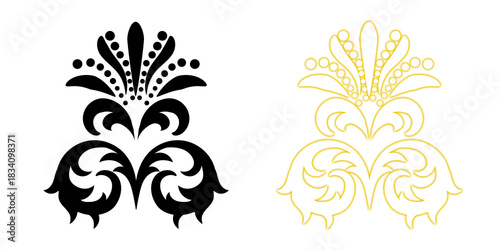 Elegant golden ornament on a dark background