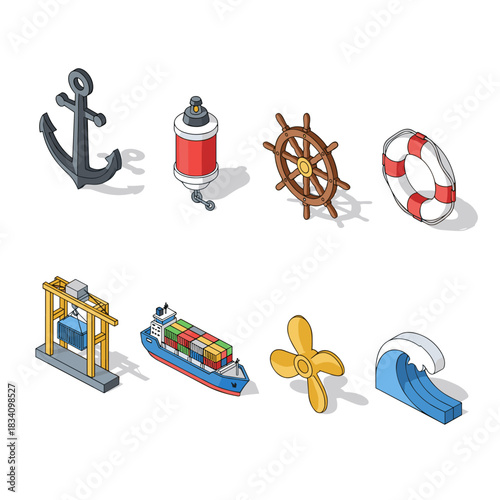 Nautical Isometric Icon Set