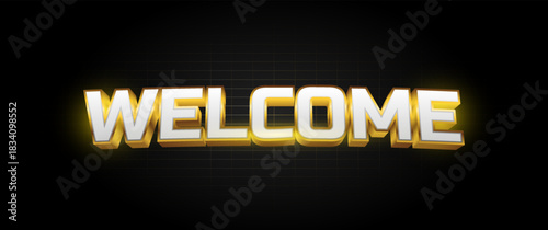 Welcome text banner with a combination of white and gold that looks elegant and luxurious