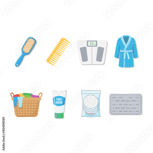 Personal care and hygiene essentials illustrations