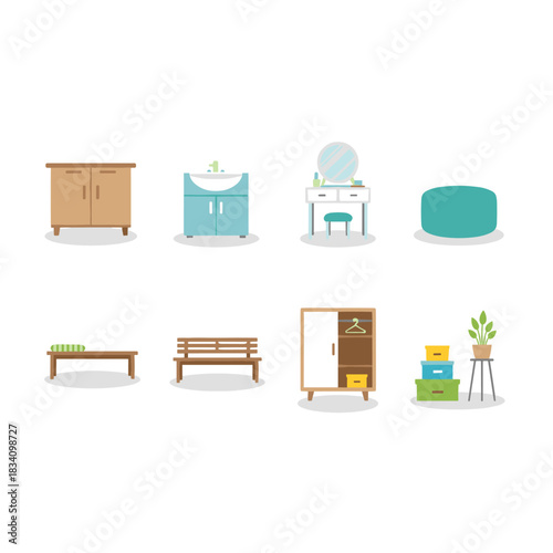 Furniture flat icons collection