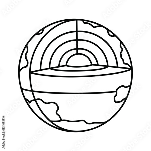 Earth's Internal Structure Line Art Diagram