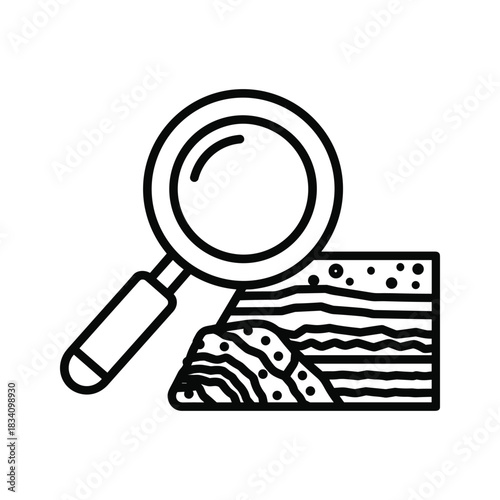 Geological Soil Research and Analysis Icon with Magnifying Glass