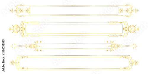 Gold Ornate Banner Frames for Graphic Design