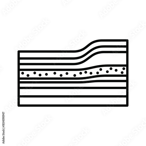 Geological Cross-Section Icon with Curved Strata and Granular Layer