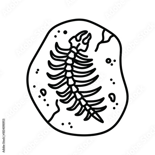 Cartoon Fossilized Arthropod Skeleton in Rock Outline Icon