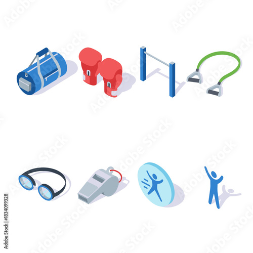 Sports and fitness flat icons set