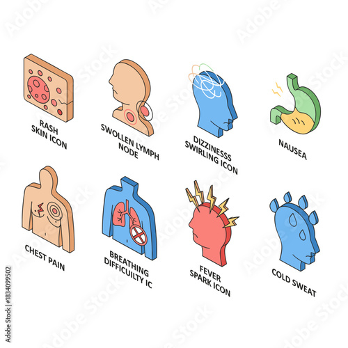 Health Symptom Stylized Icons Set