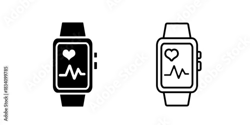 Fitness tracker set icon isolated on white background.