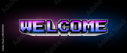 welcome text banner for game with black background