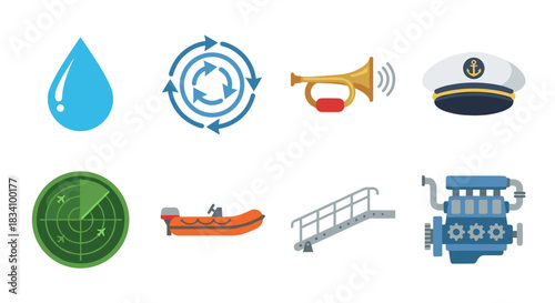 Maritime themed icons set