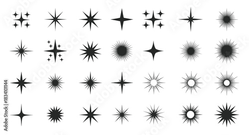 Collection of sparkling starbursts and light effects, perfect for adding magic and shine.