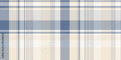 Weave plaid tartan textile, simplicity vector texture check. Female background fabric pattern seamless in light and white colors.